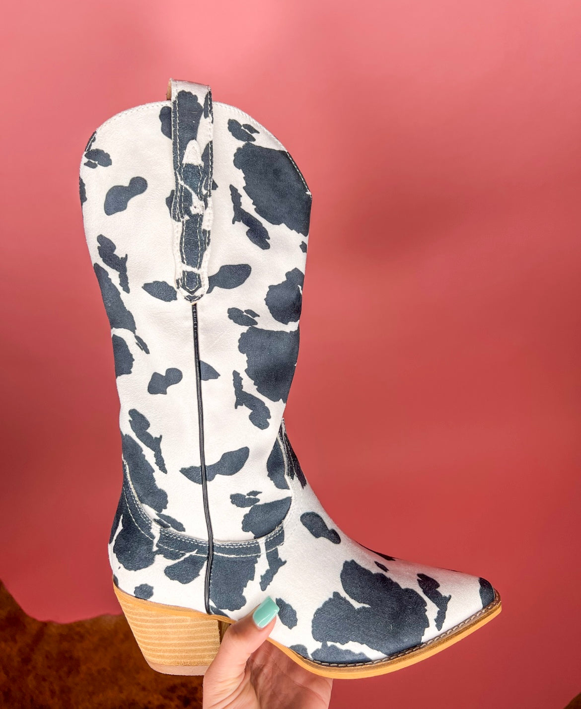 TWO STEP COW PRINT BOOTS